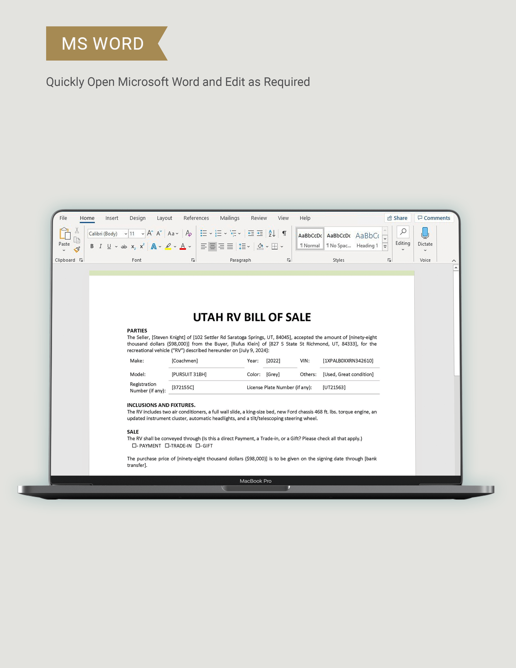 Get Your Utah RV Bill of Sale Template Instantly with Template.Net. This Online Template Allows You to Edit and Print the Document as Needed. With a Professional and Easy-To-Use Design, This Template 
