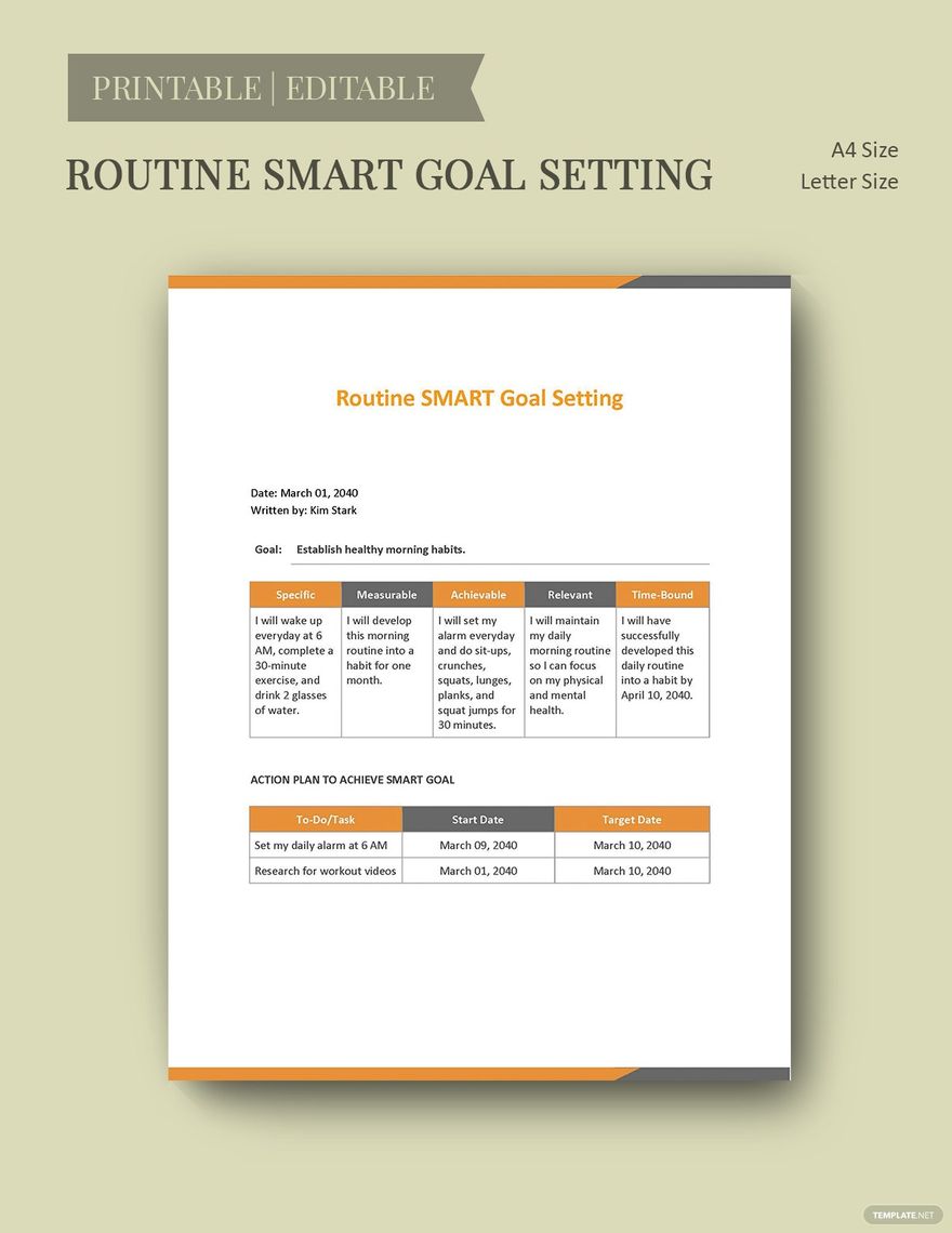 Routine SMART Goal Setting Template