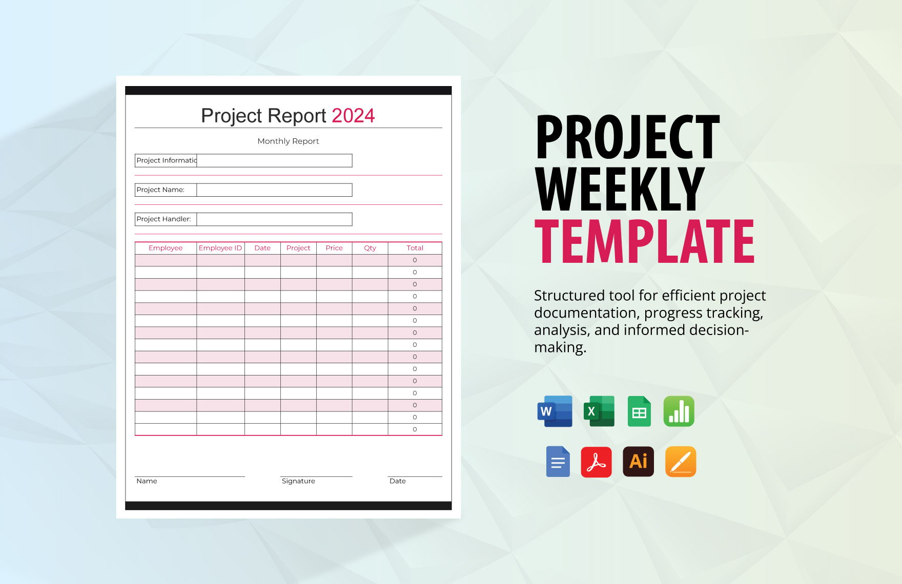 Project Report Template in Word, Google Docs, Excel, PDF, Google Sheets, Illustrator, Apple Pages, Apple Numbers