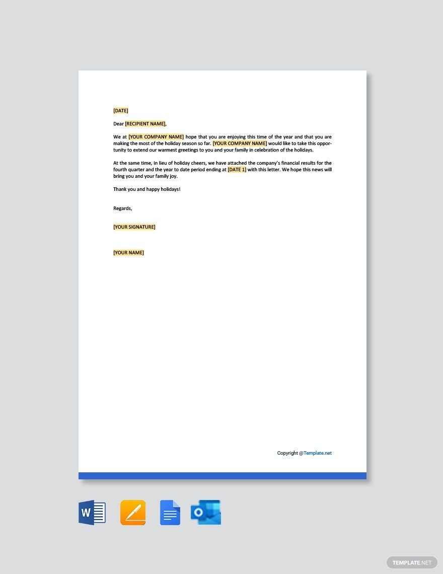 Letter to Stockholders Holiday Template