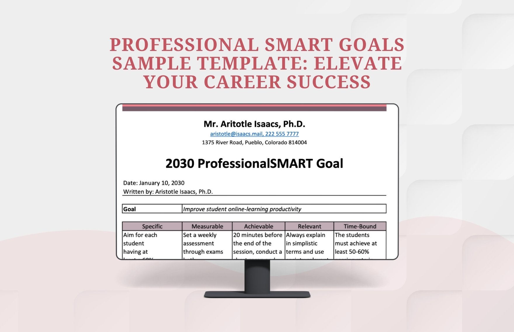 Professional SMART Goals Sample Template
