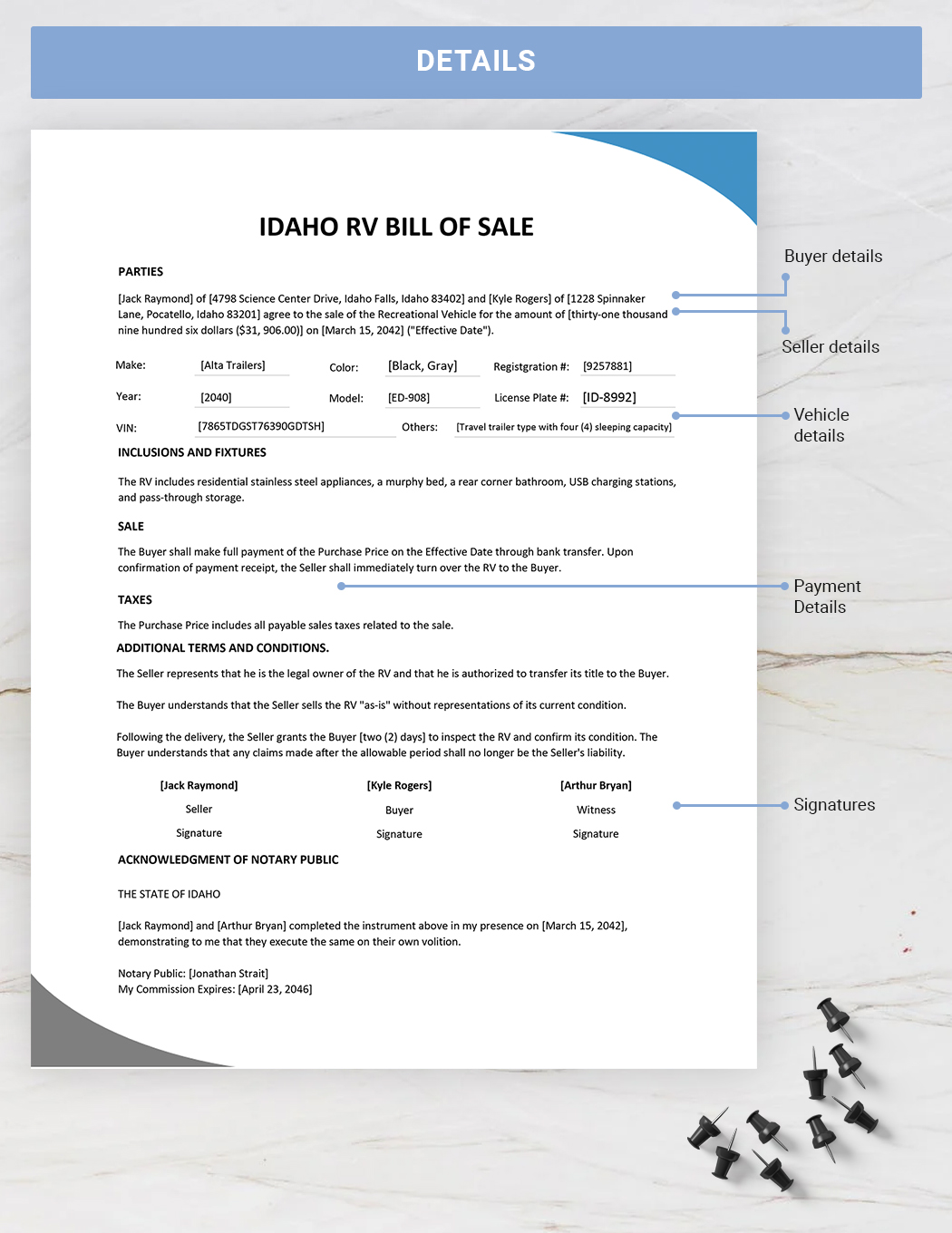 Free Idaho RV Bill of Sale Form Template Google Docs, Word, PDF