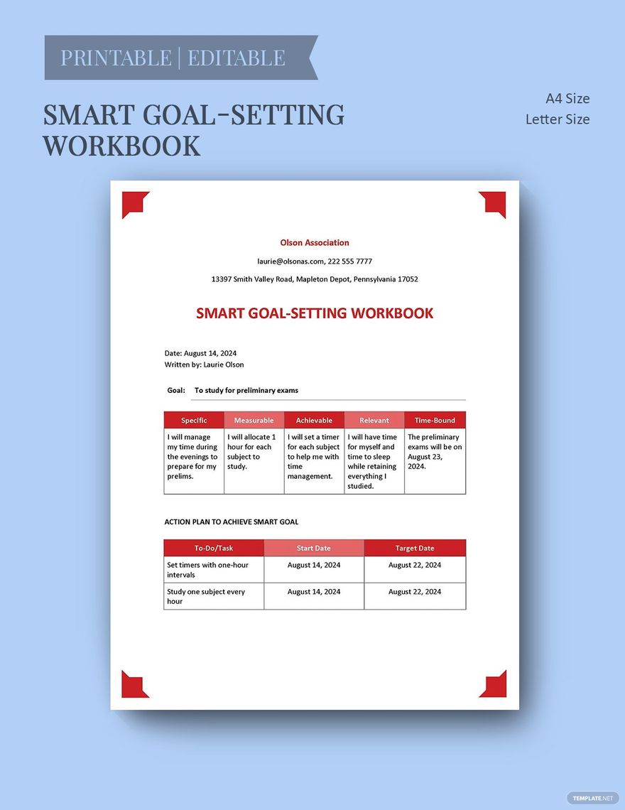 SMART Goal-Setting Workbook template
