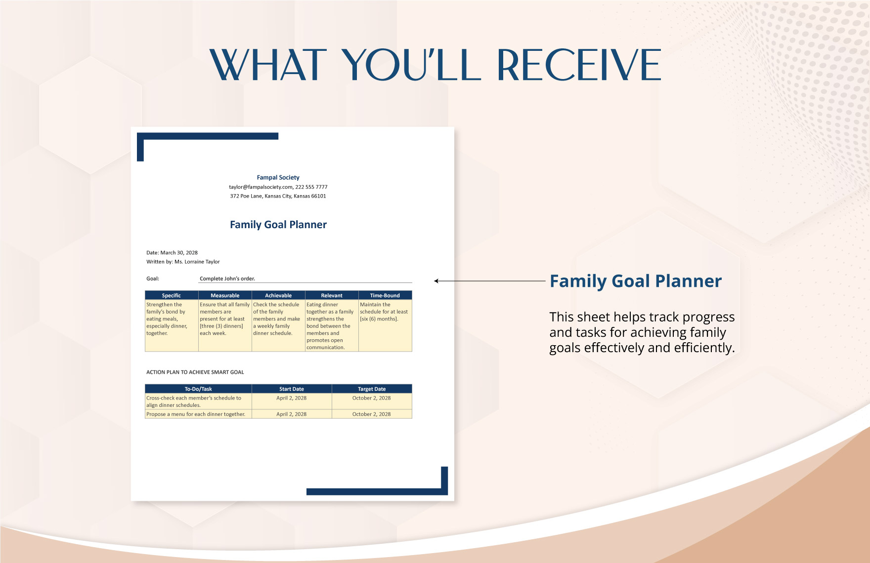 Family Goal Planner Template