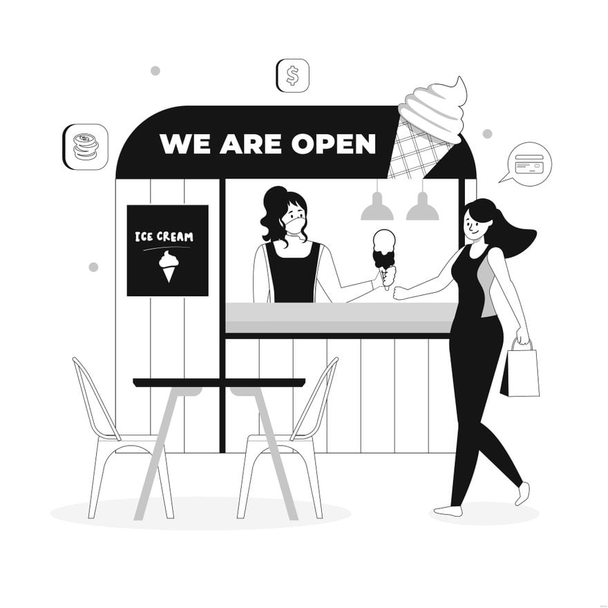 Black And White Small Business Illustration
