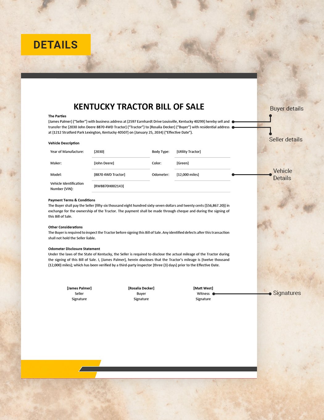 Kentucky Tractor Bill of Sale Template