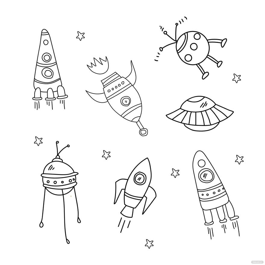 Free Spaceship Doodle Vector
