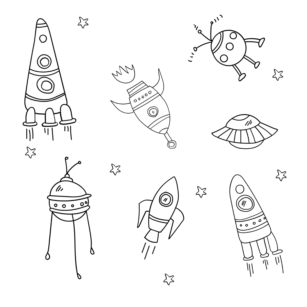 Free Spaceship Doodle Vector Template