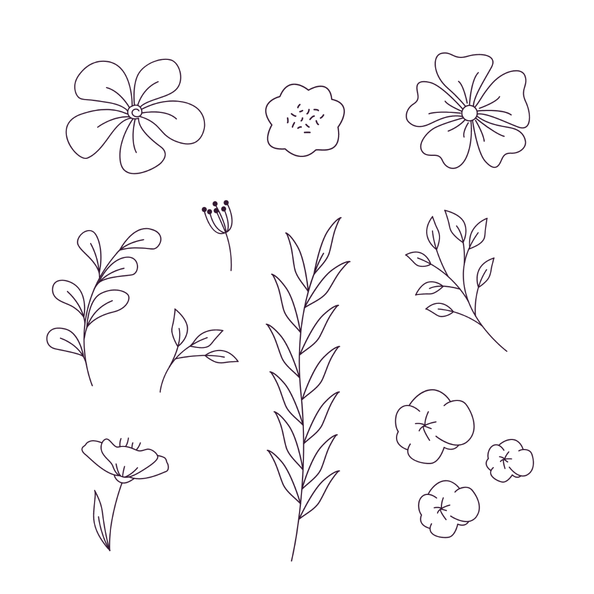 Floral Doodle Vector Template