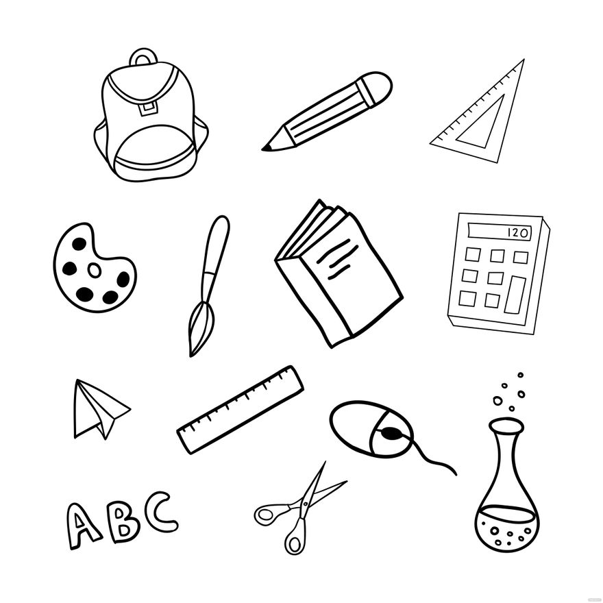 School Doodle Vector in Illustrator, EPS, SVG, JPG, PNG