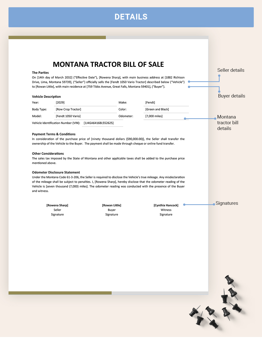 Montana Tractor Bill Of Sale Template