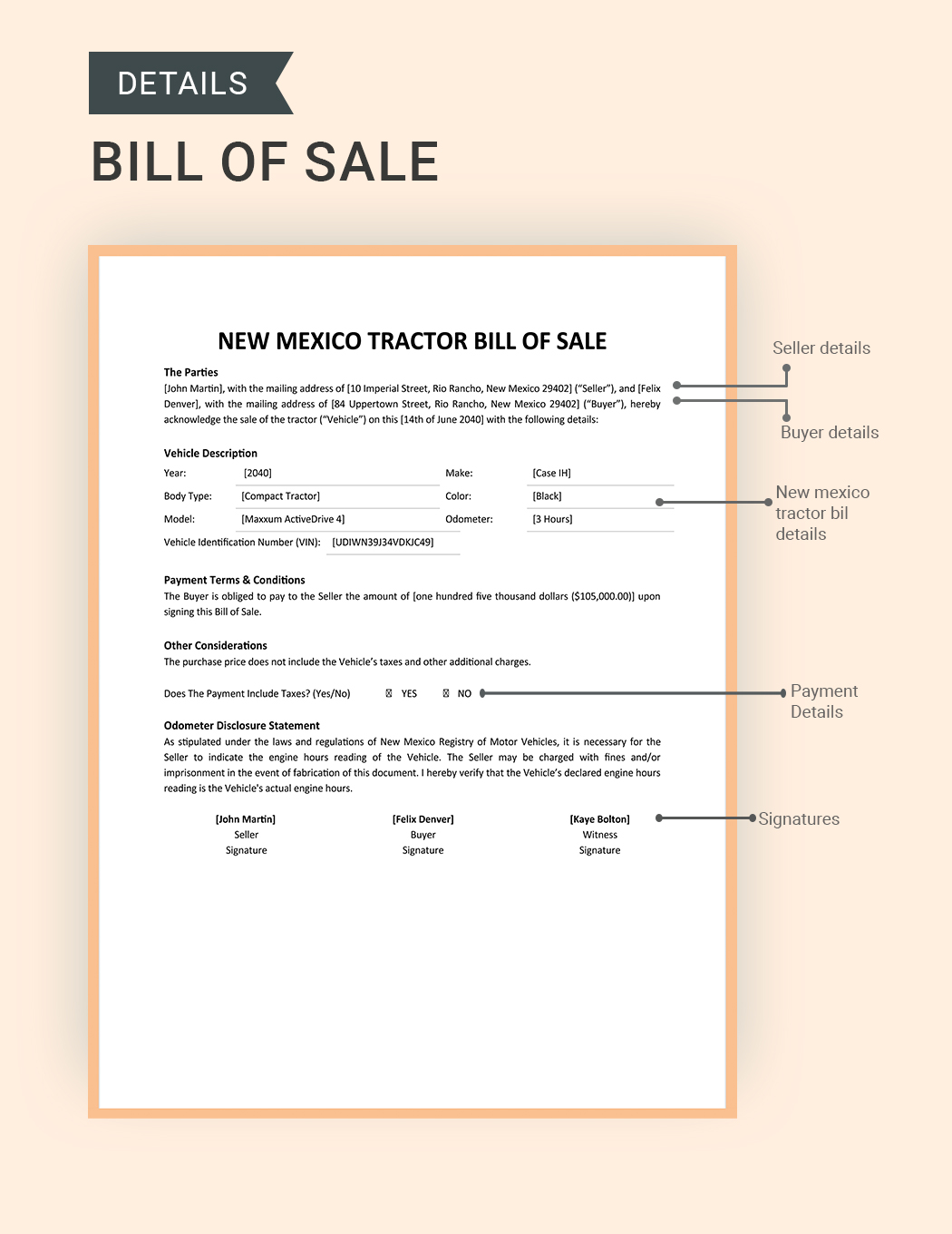 New Mexico Tractor Bill Of Sale Template