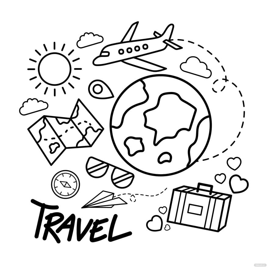 Travel Doodle Vector in Illustrator, EPS, SVG, JPG, PNG
