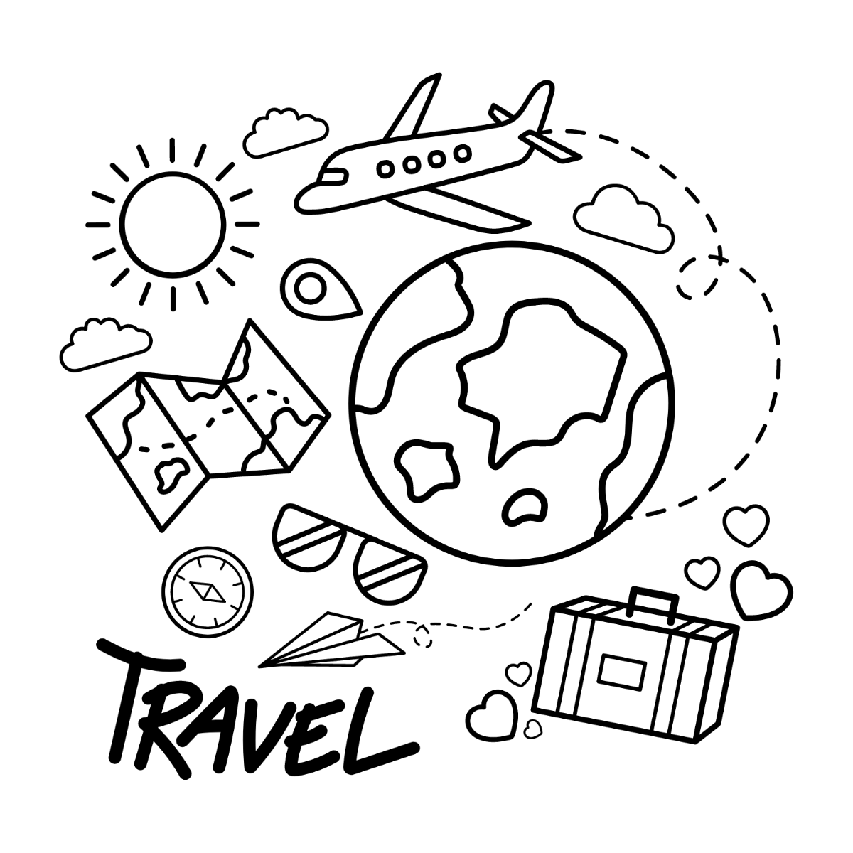 Travel Doodle Vector Template