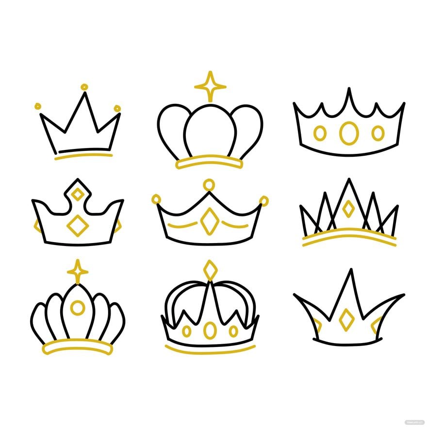 Crown Doodle Vector in Illustrator, EPS, SVG, JPG, PNG