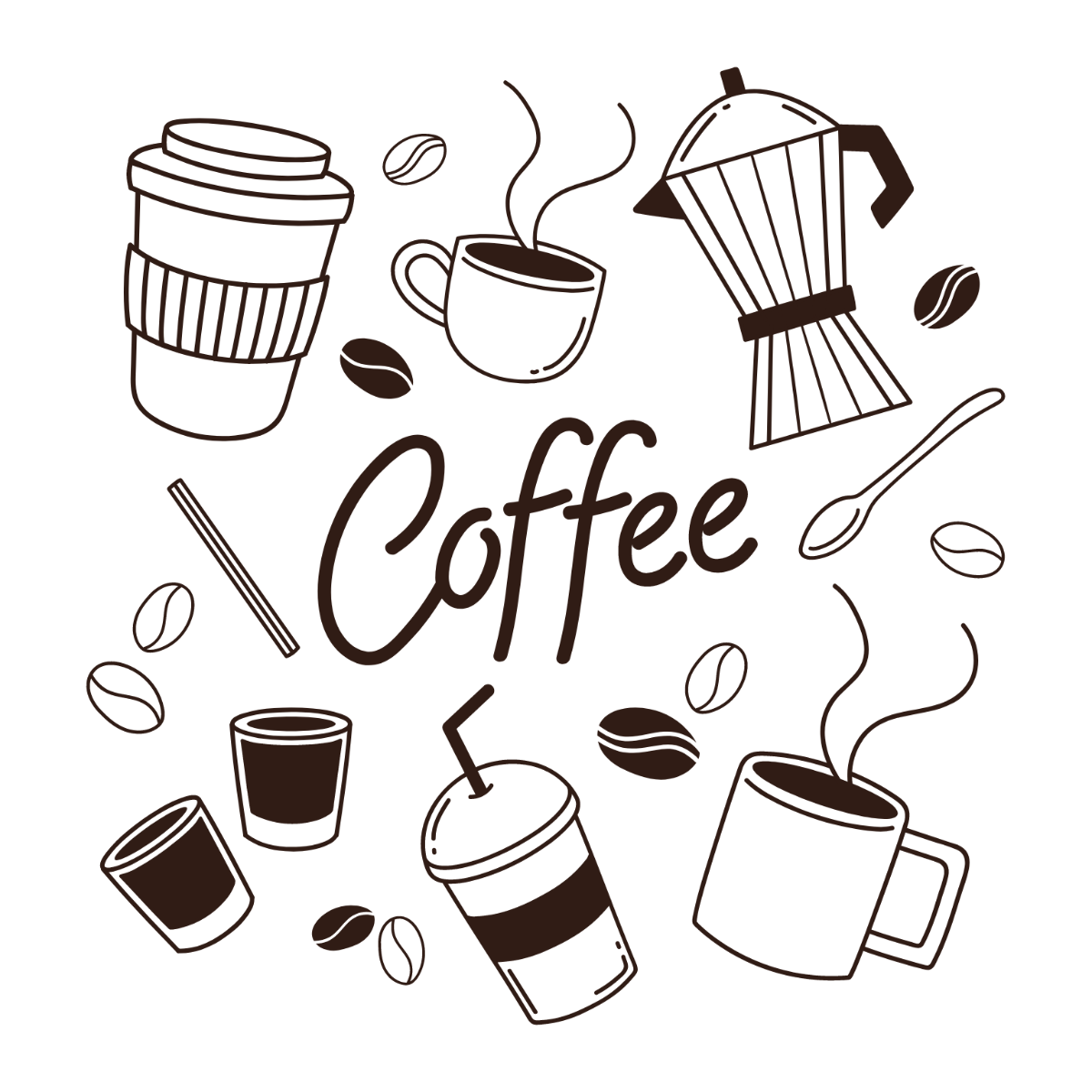Coffee Doodle Vector Template