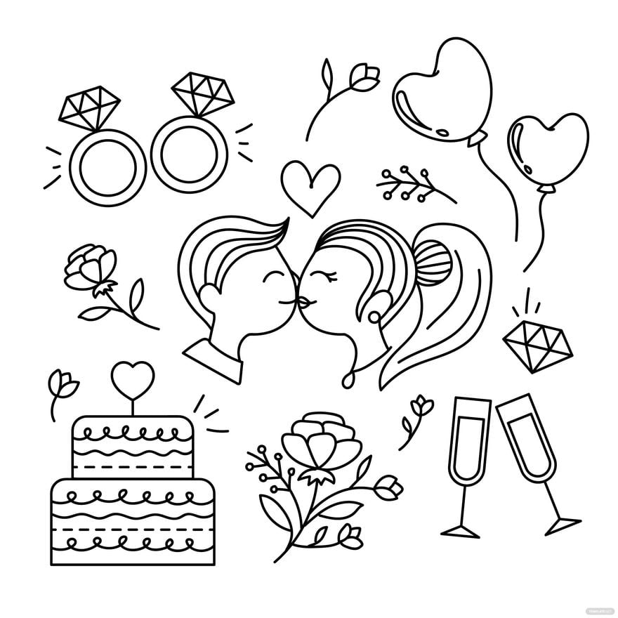 Free Wedding Doodle Vector in Illustrator, EPS, SVG, JPG, PNG