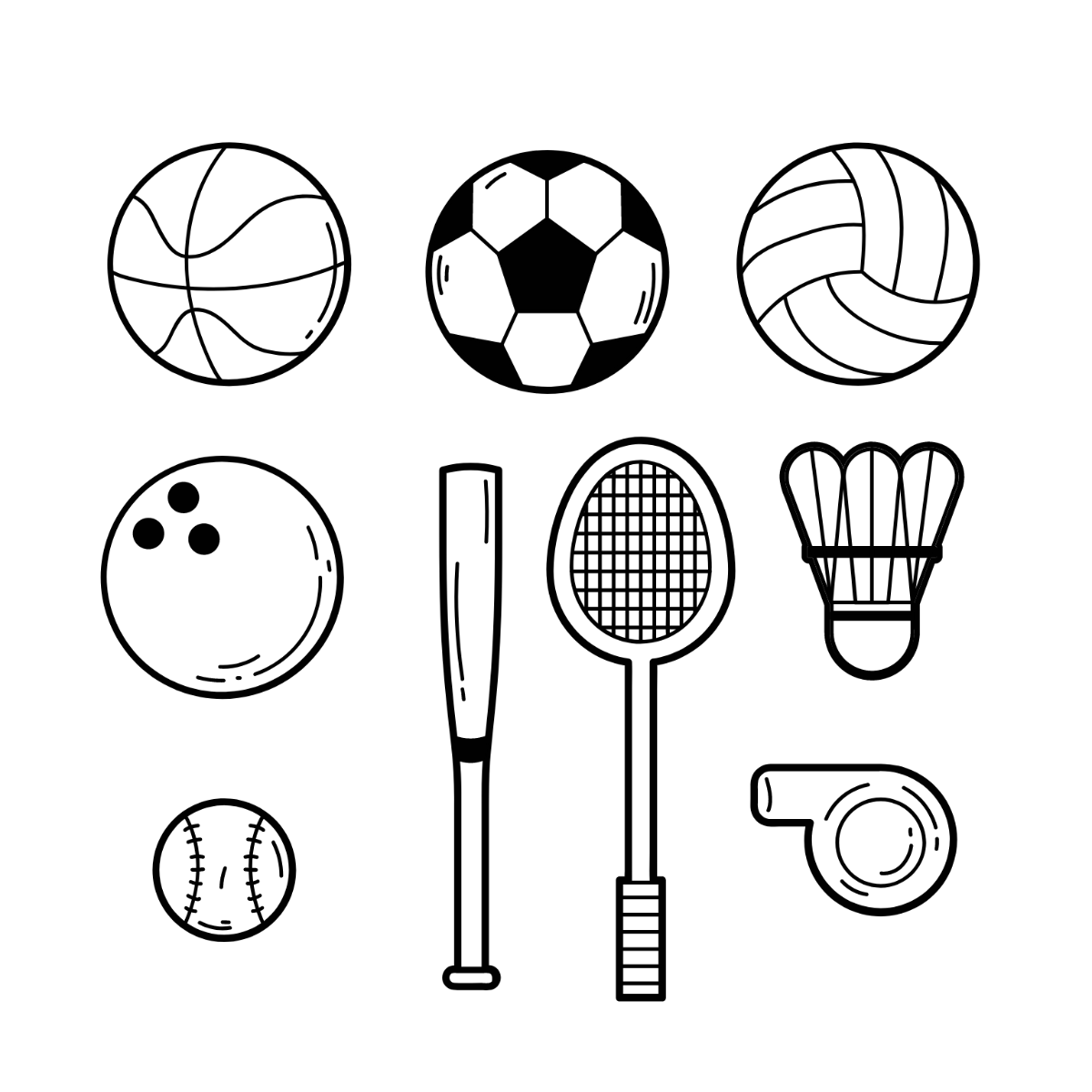 Sports Doodle Vector Template