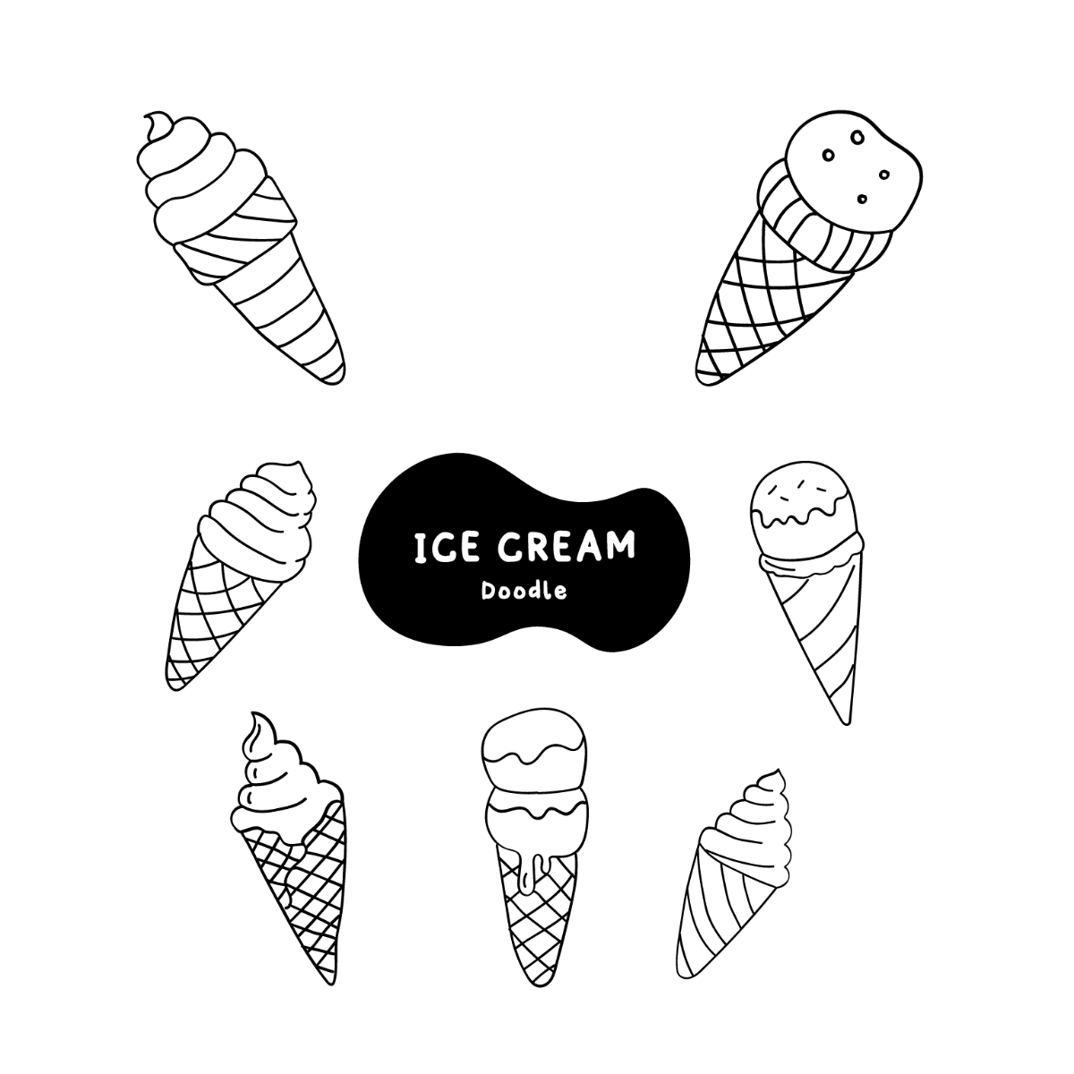 Icecream Doodle Vector Template