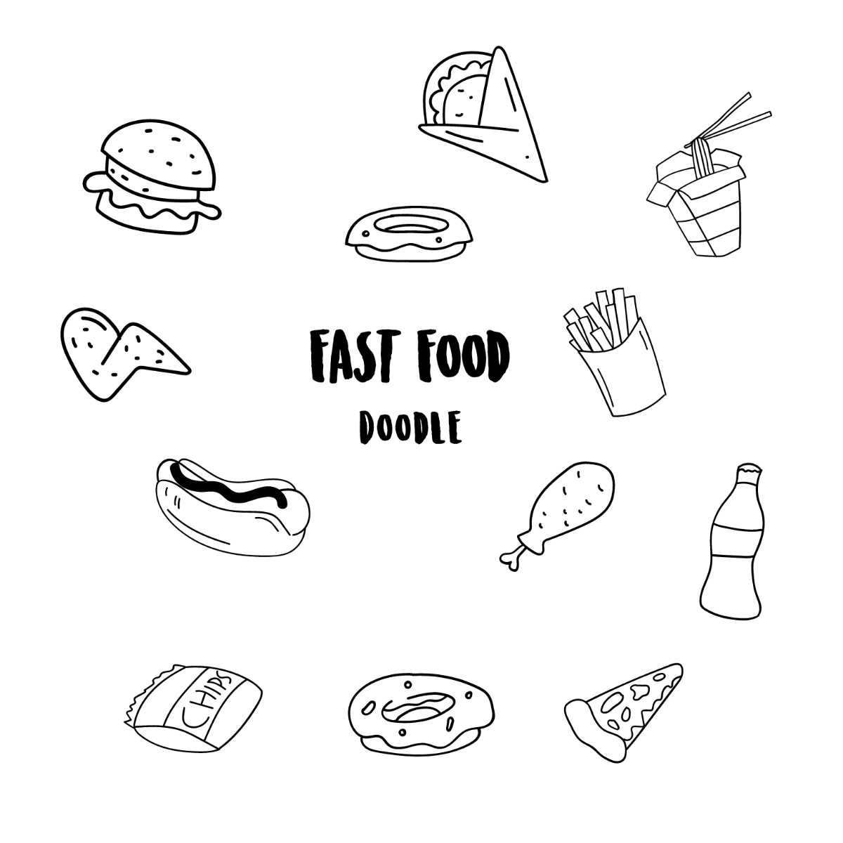 Fast Food Doodle Vector Template