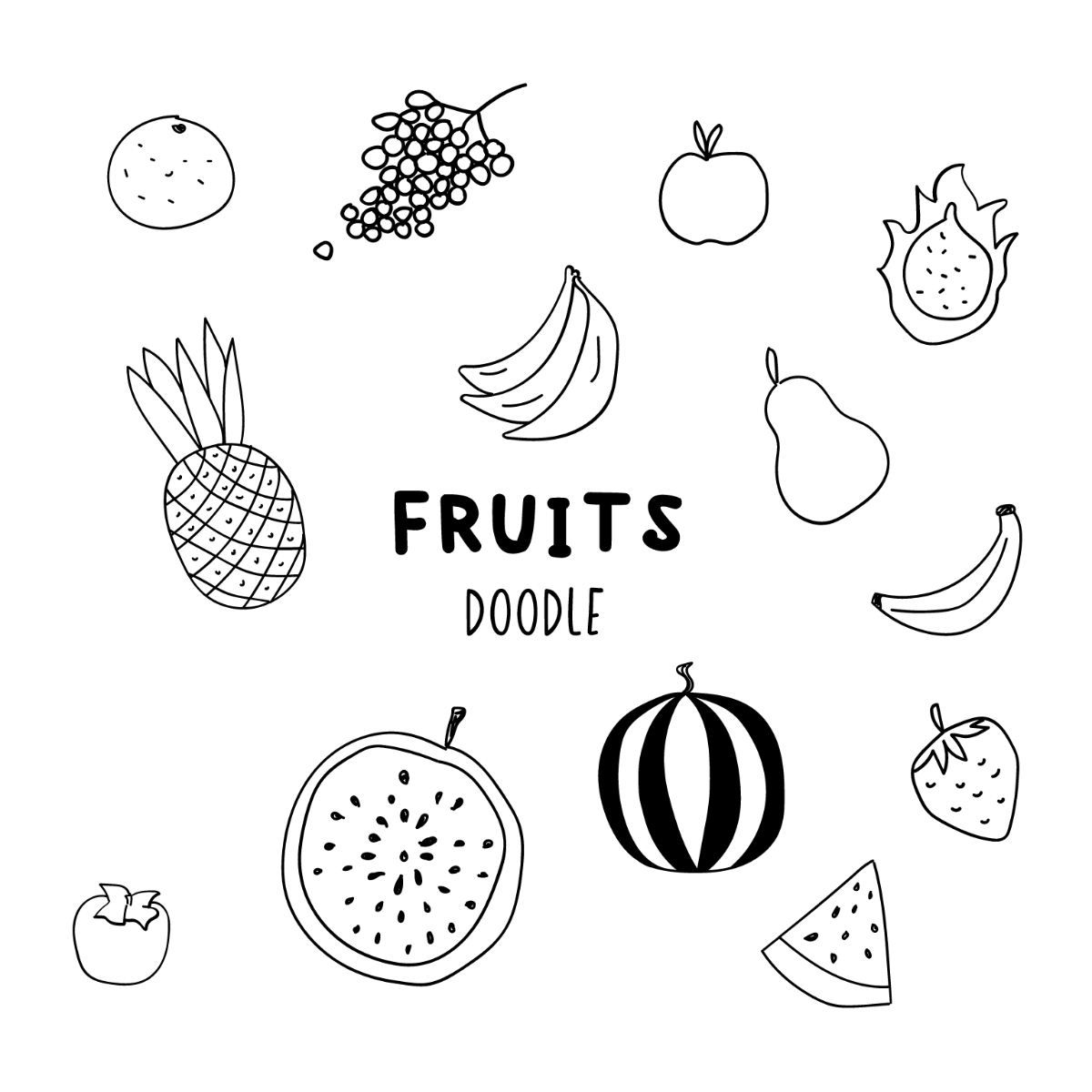 Fruit Doodle Vector Template