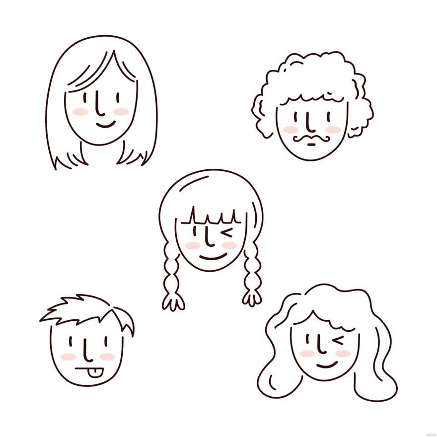 Free People Faces Doodle Vector