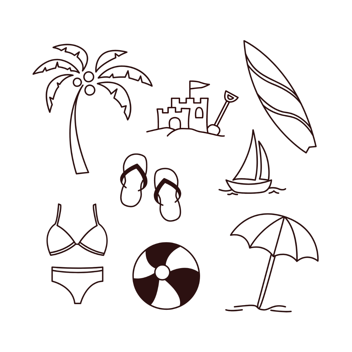 Free Beach Doodle Vector Template