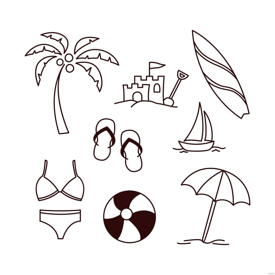 Free Beach Doodle Vector in Illustrator, EPS, SVG, JPG, PNG