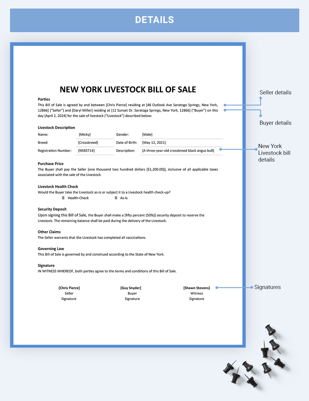 New York Livestock Bill Of Sale Form Template