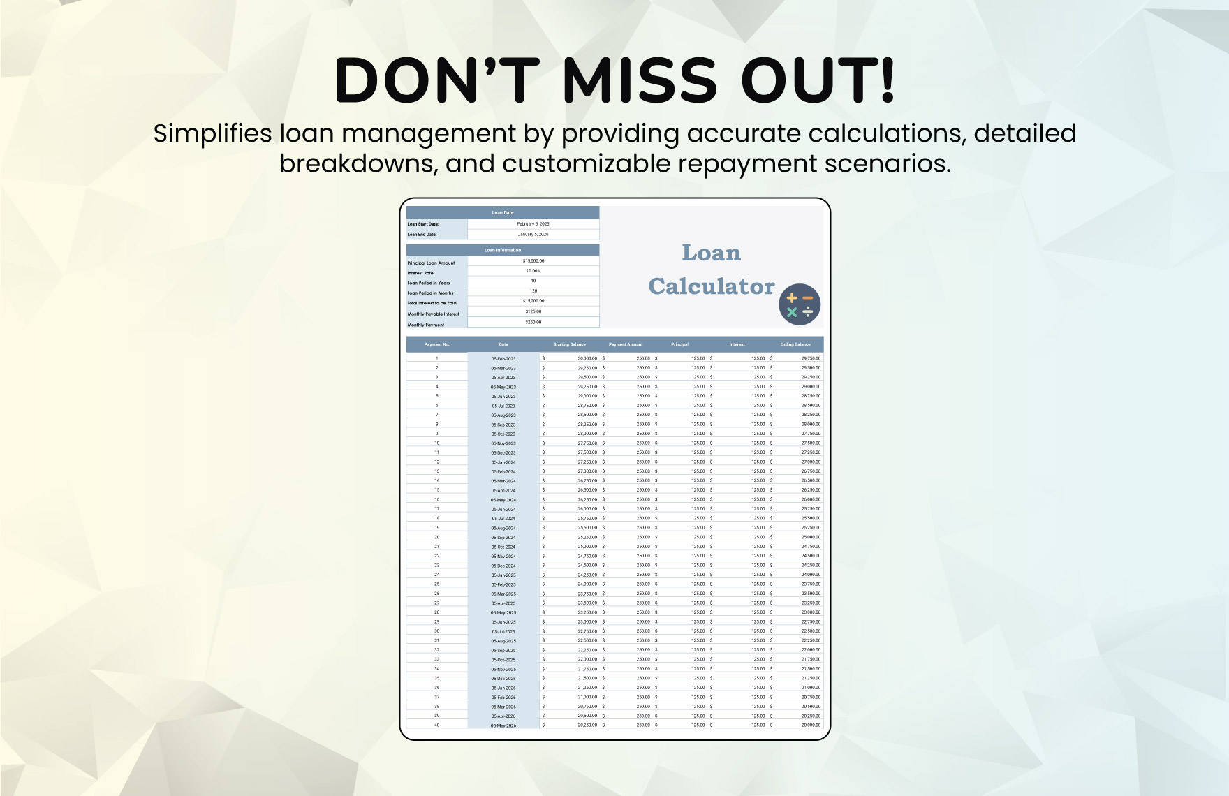 Loan Calculator Template