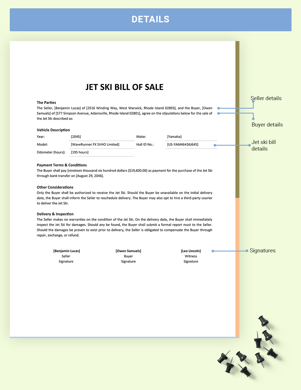 Jet Ski Bill Of Sale Template Download in Word, Google Docs, PDF