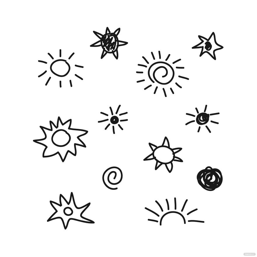 Sun Doodle Vector in Illustrator, EPS, SVG, JPG, PNG