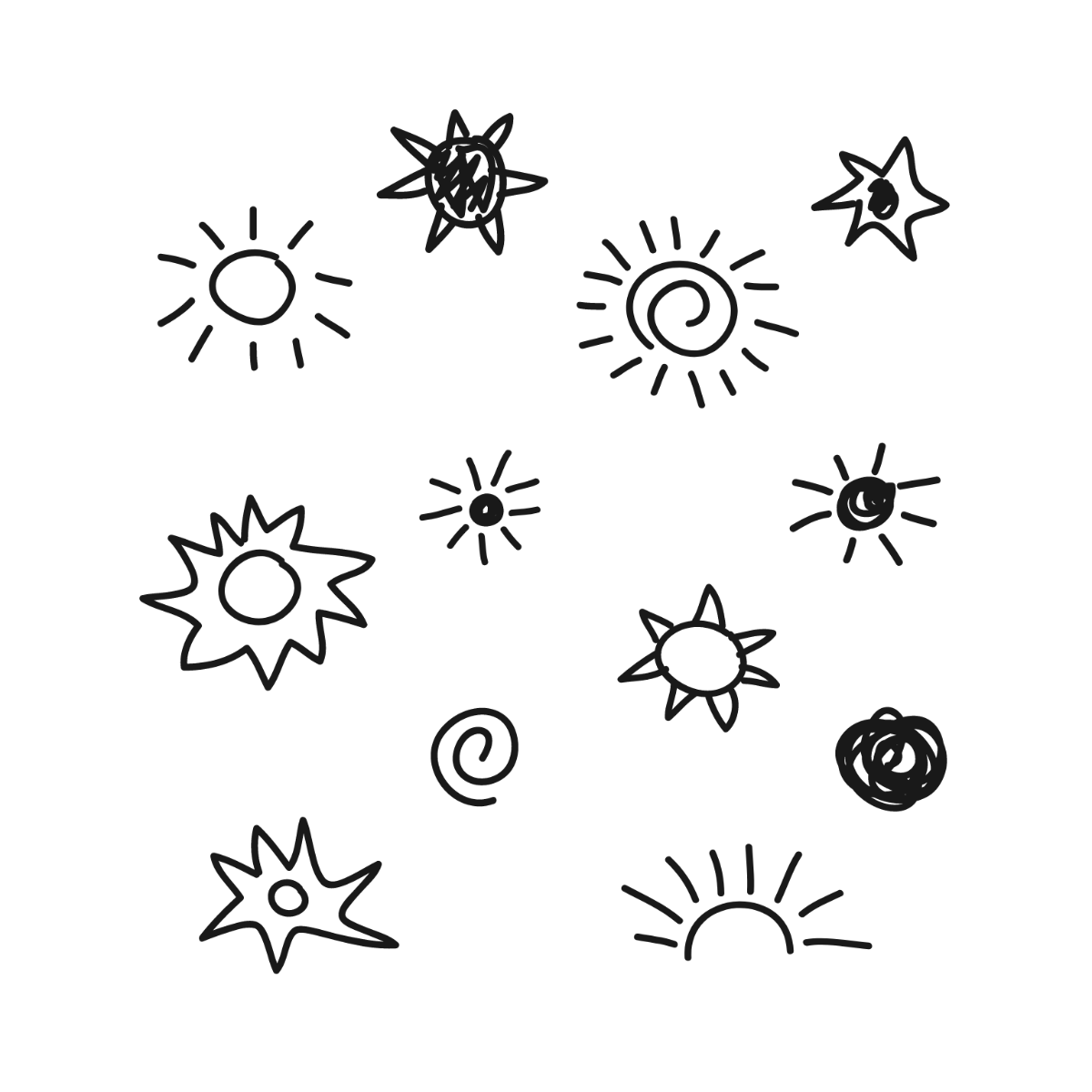 Sun Clipart Black And White - Simple Sun Drawing - (800x800) Png Clipart  Download