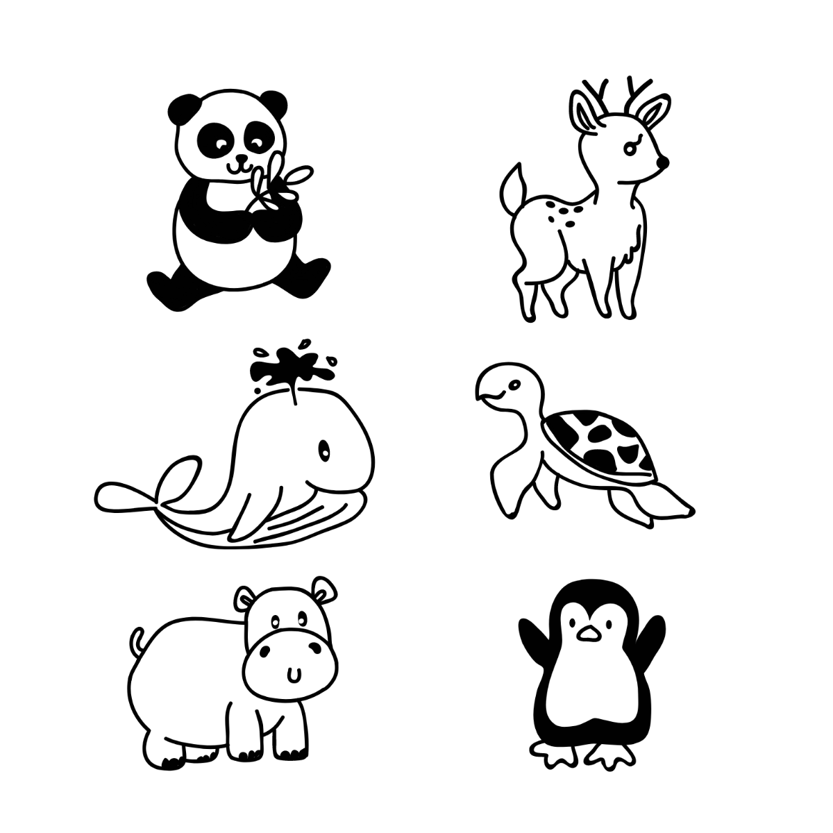 Animal Doodle Vector Template