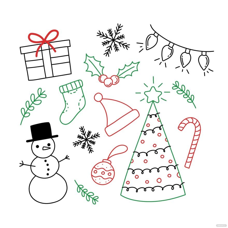 Christmas Doodle Vector in Illustrator, EPS, SVG, JPG, PNG