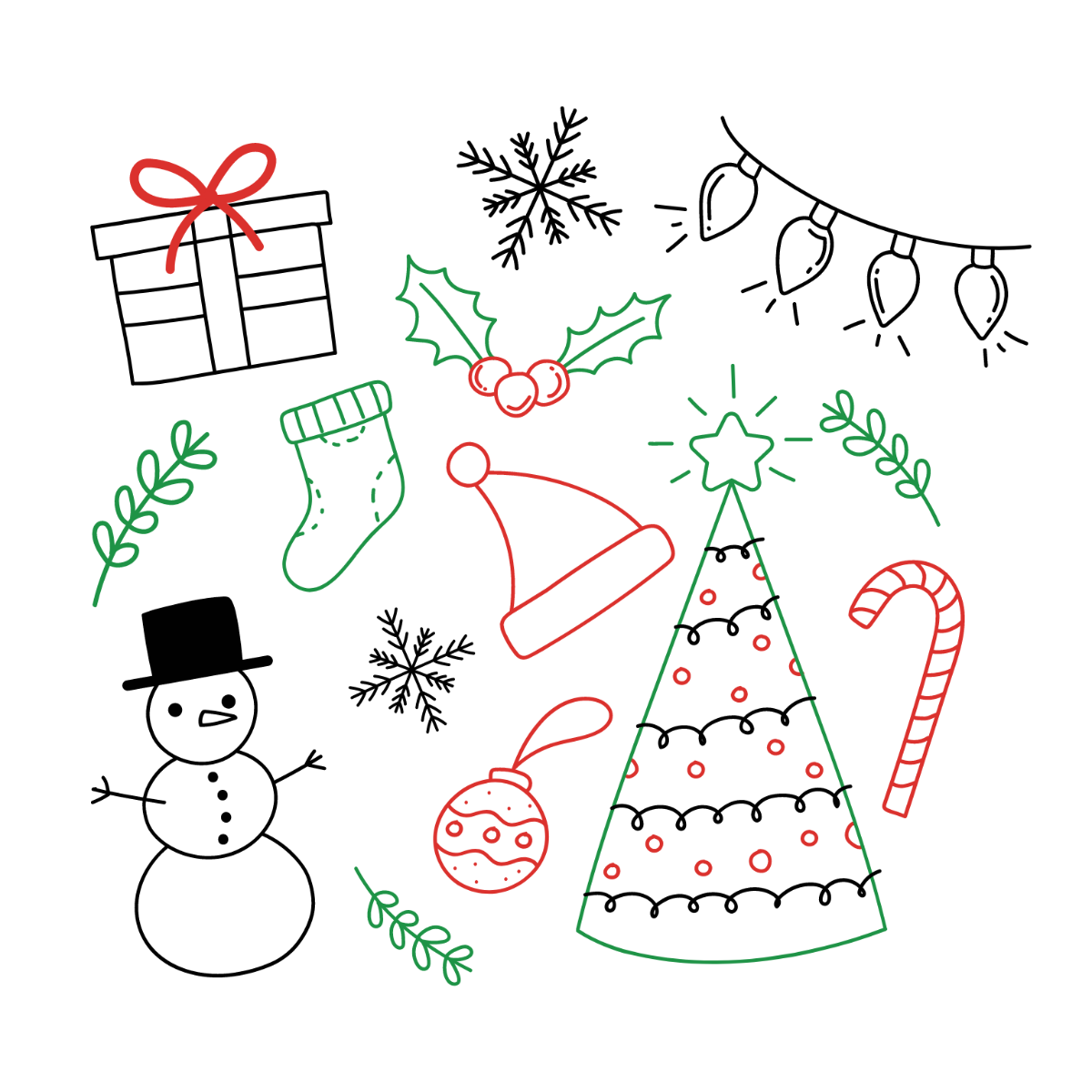 Christmas Doodle Vector Template