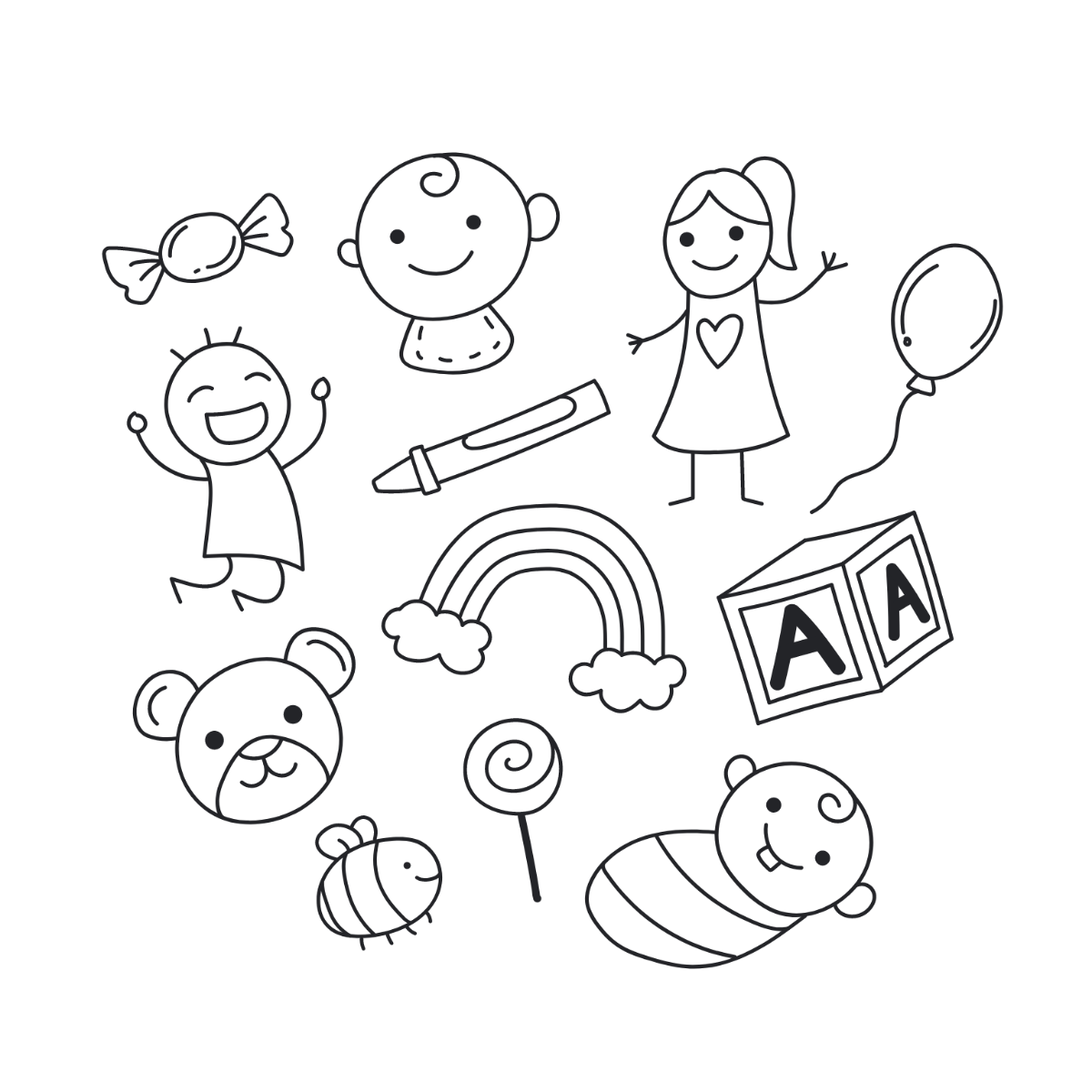 Free Kids Doodle Vector Template