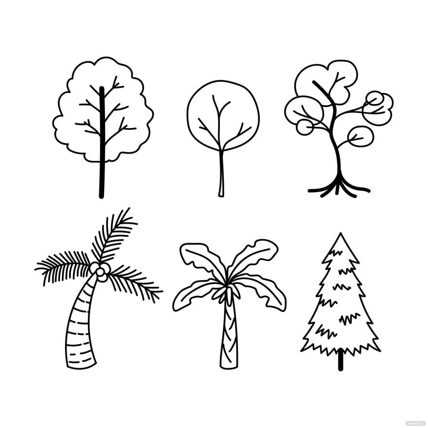 Tree Doodle Vector in Illustrator, EPS, SVG, JPG, PNG