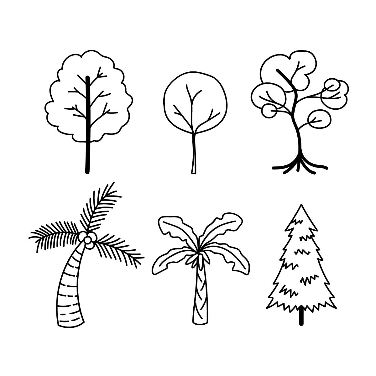 Tree Doodle Vector Template