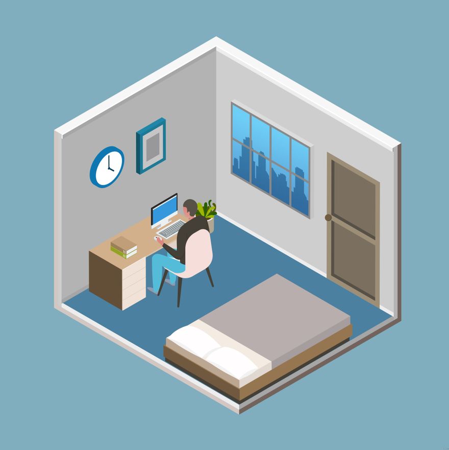 Isometric Room Illustration in Illustrator, EPS, SVG, JPG, PNG