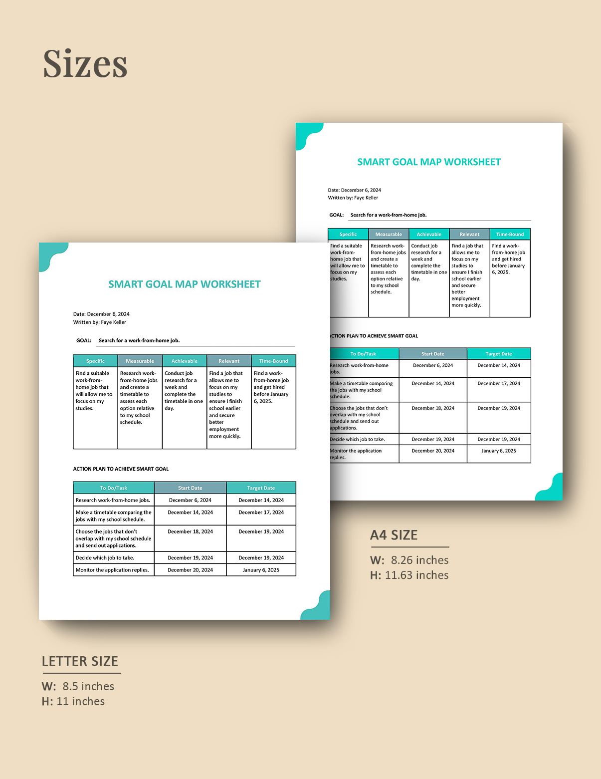 Smart Goal Map Worksheet template