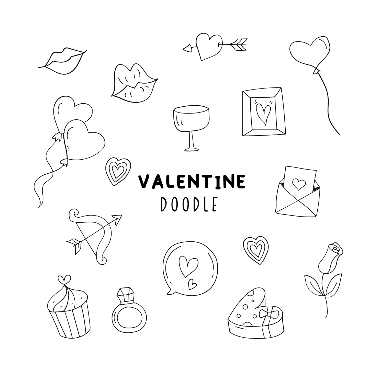 Valentine Doodle Vector Template