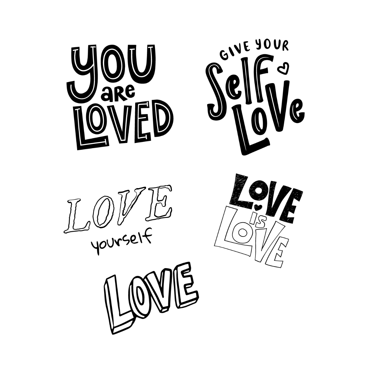 Love Quote Doodle Vector Template