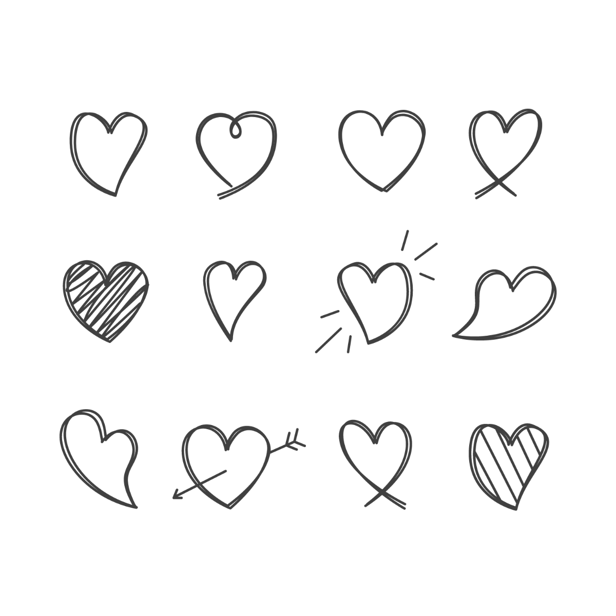 Heart Doodle Vector Template