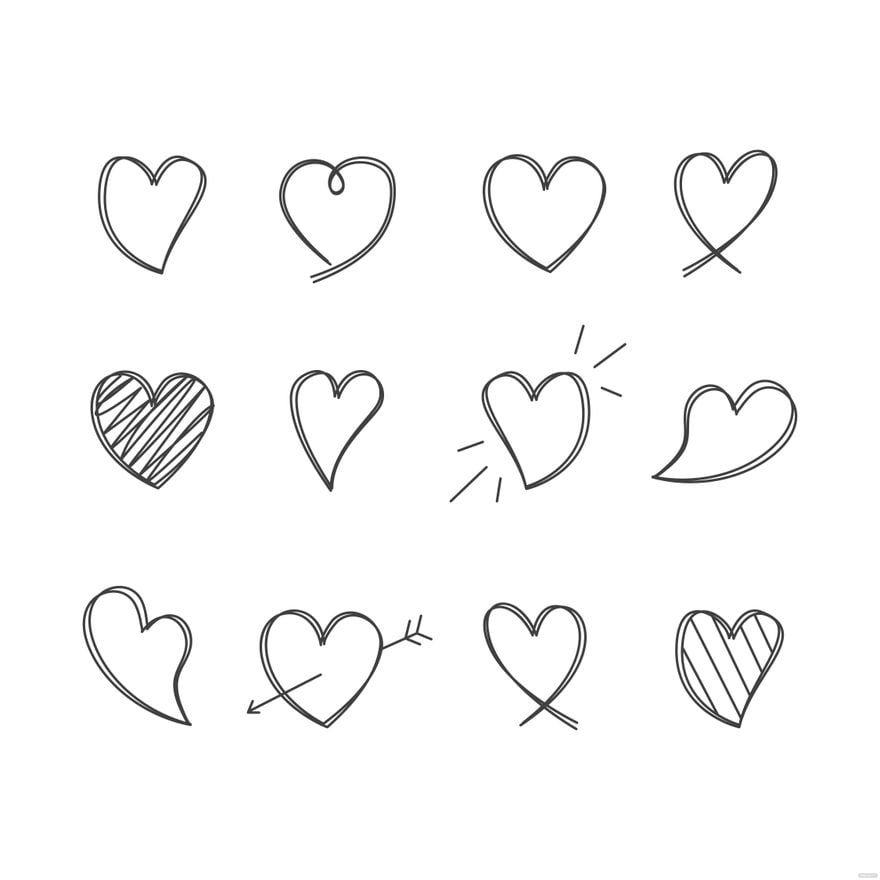 Heart Doodle Vector in Illustrator, EPS, SVG, JPG, PNG