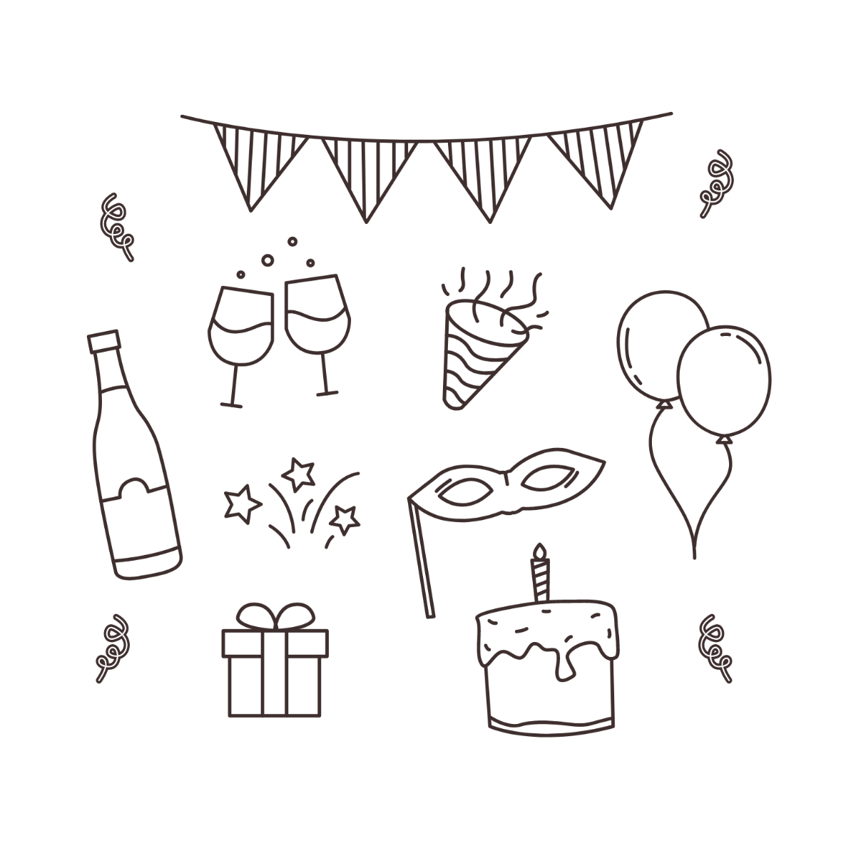 Party Doodle Vector Template