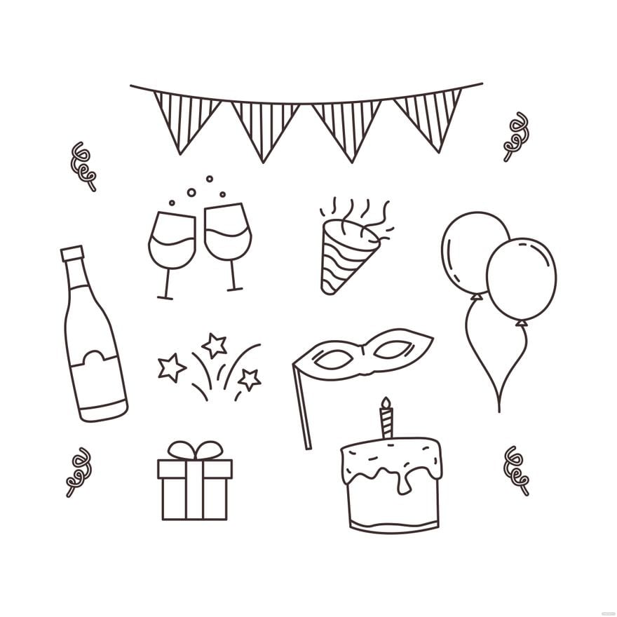 Free Party Doodle Vector in Illustrator, EPS, SVG, JPG, PNG