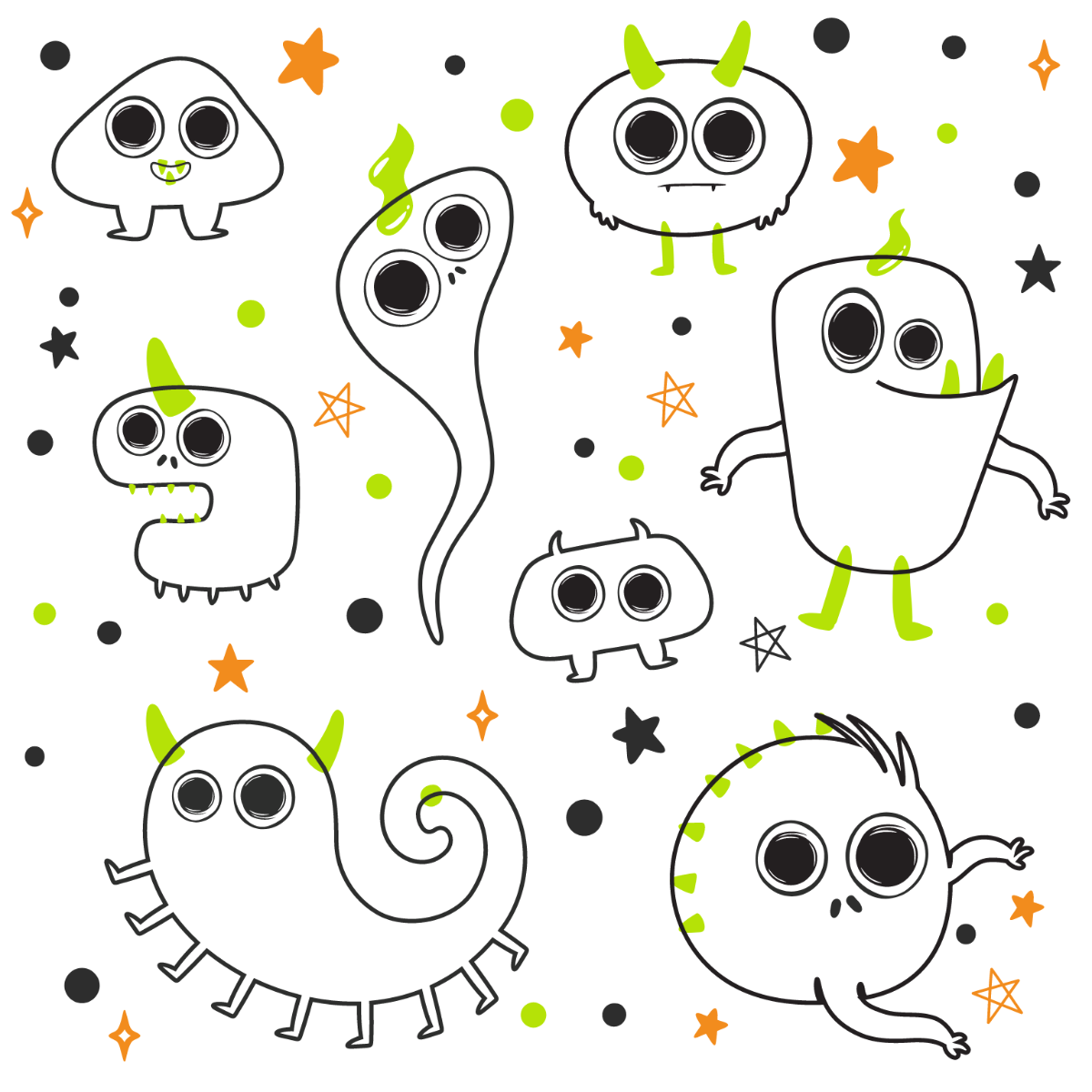 Free Monster Doodle Vector Template