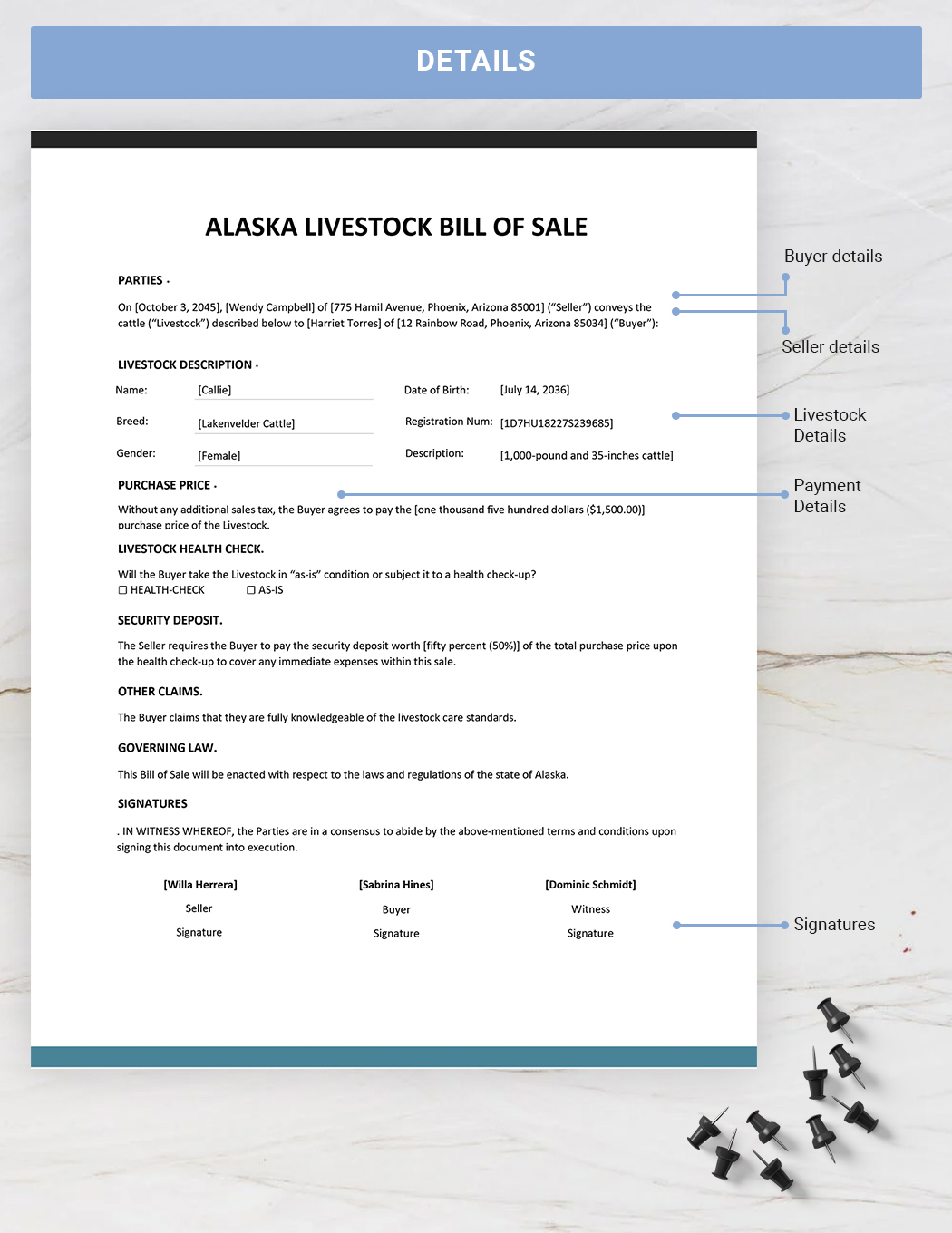 Alaska Livestock Bill of Sale Template