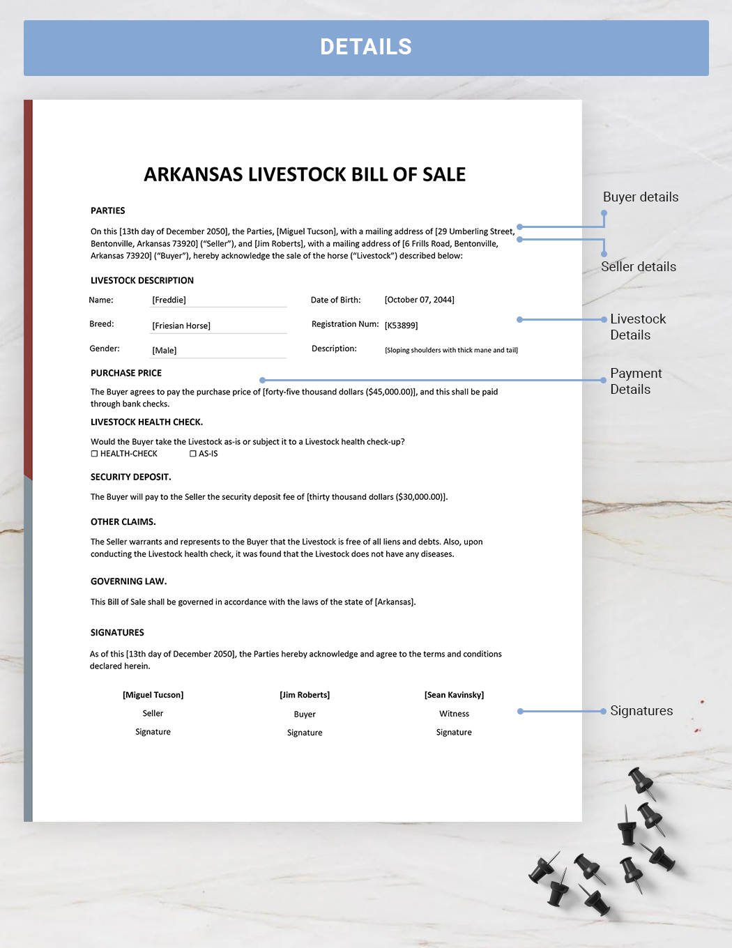 Arkansas Livestock Bill of Sale Template